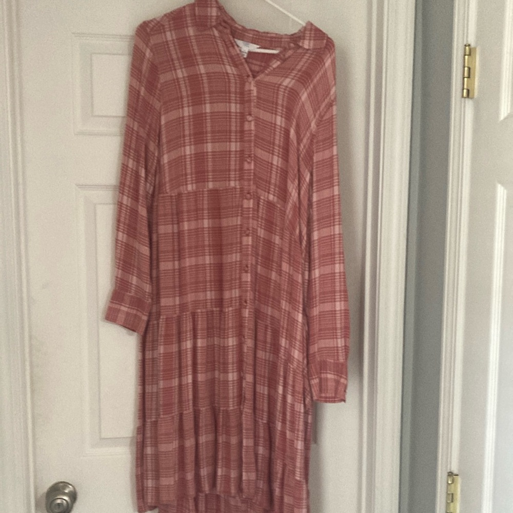 Plaid Button-Up Dress